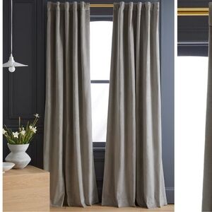NWOT QUINCE 48x96 Cotton Velvet Room Darkening Curtain Light Grey 2216